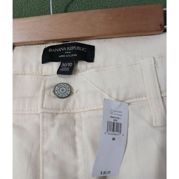 Banana republic womens 30/10 hi waist wide leg cream beige pants - Picture 5 of 6